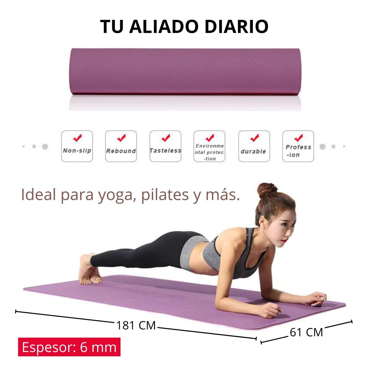 PENTHA - Mat Yoga Antideslizante Bicolor Ecológico 6 mm Ligero
