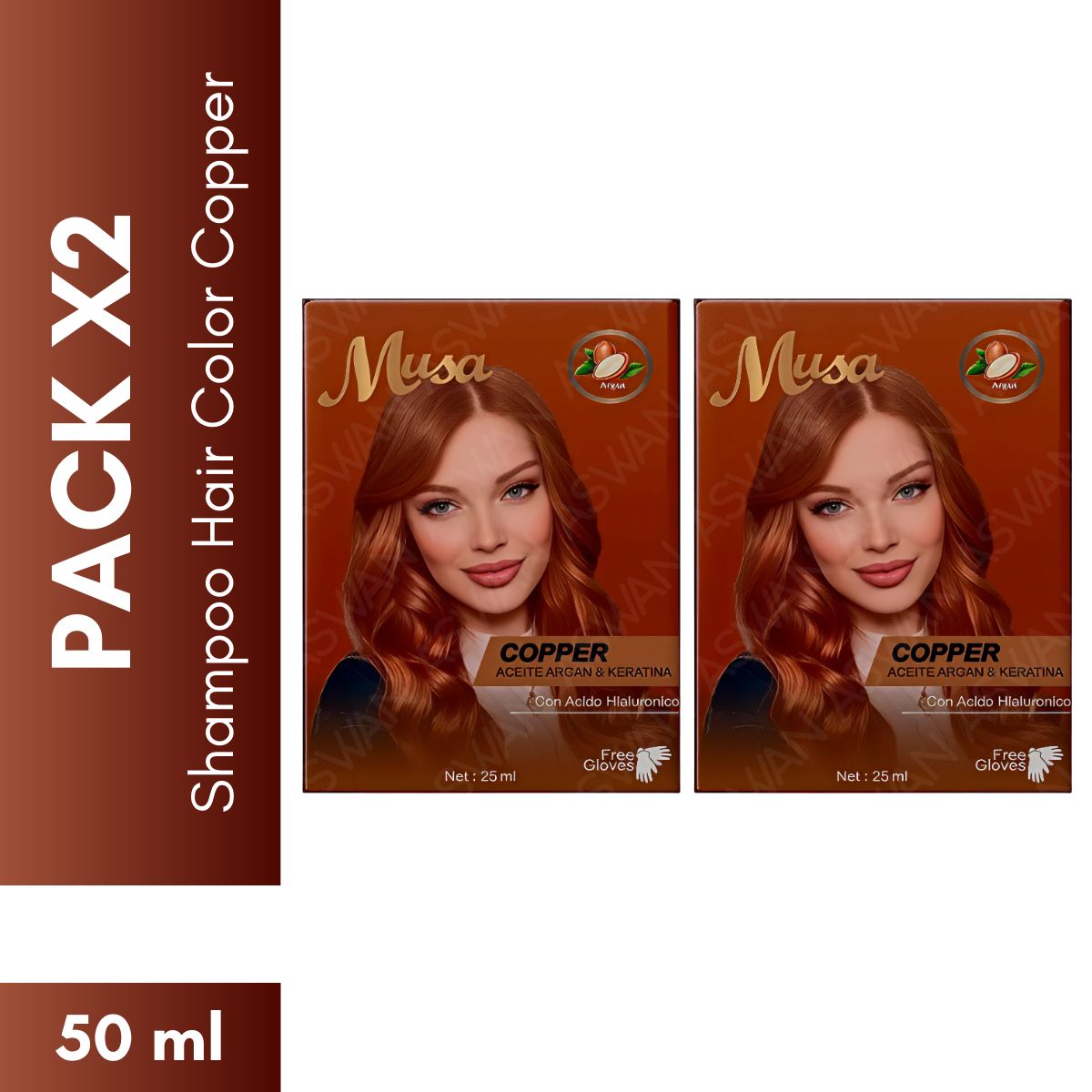 GENERICO - Pack x2 Shampoo Hair Color Copper 25 ml - MUSA
