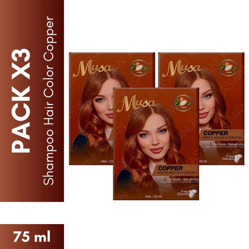 GENERICO - Pack x3 Shampoo Hair Color Copper 25 ml - MUSA
