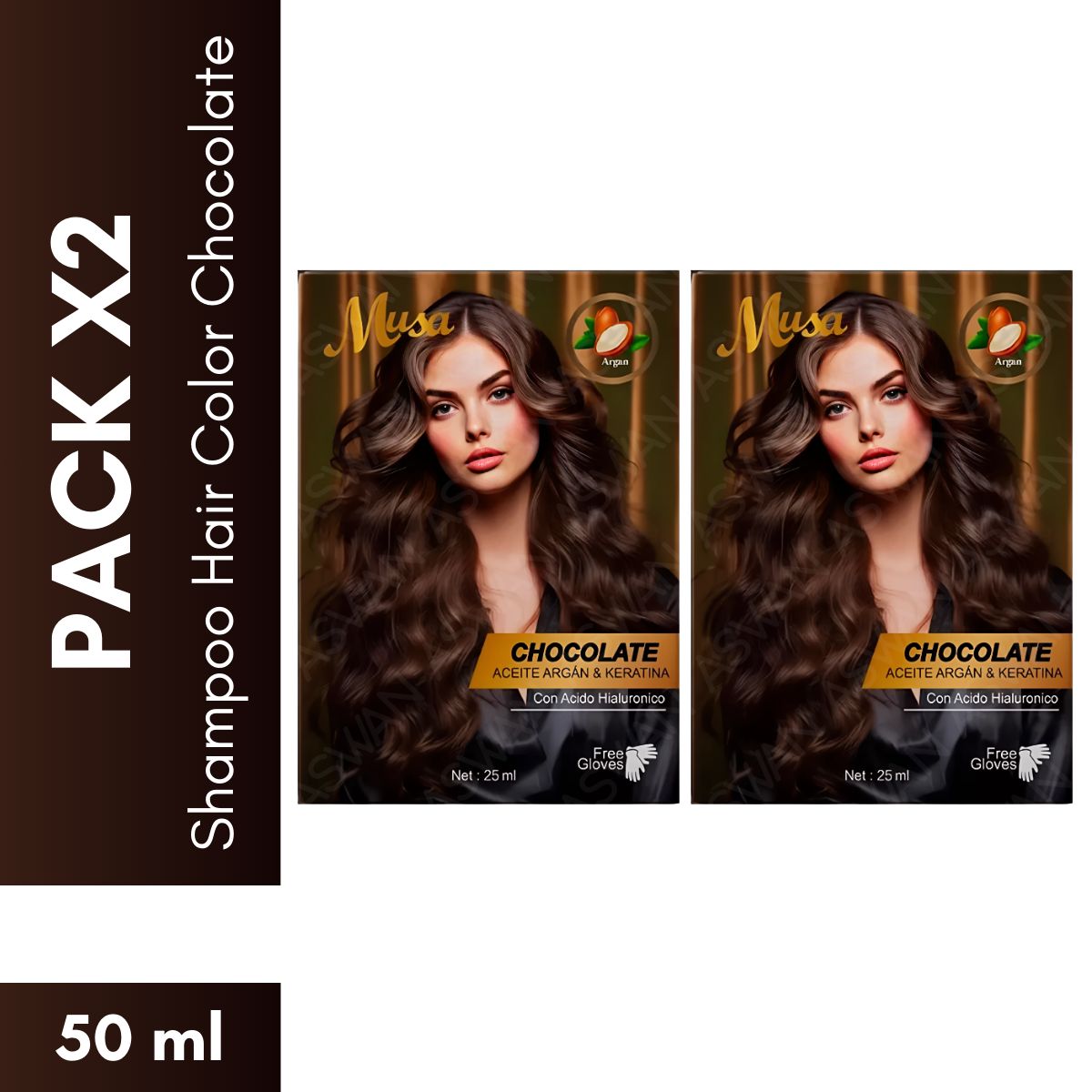 GENERICO - Pack x2 Shampoo Hair Color Chocolate 25 ml - MUSA