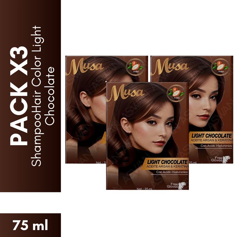 GENERICO - Pack x3 Shampoo Hair Color Light Chocolate 25 ml - MUSA