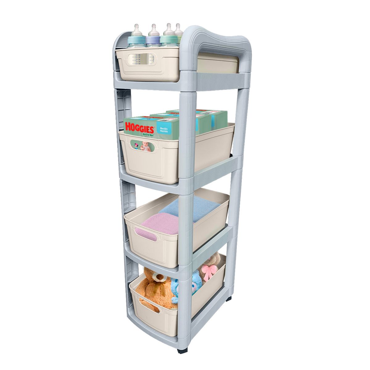 BUYPAL - Estante 4 Niveles con Ruedas y Bloqueo de Seguridad