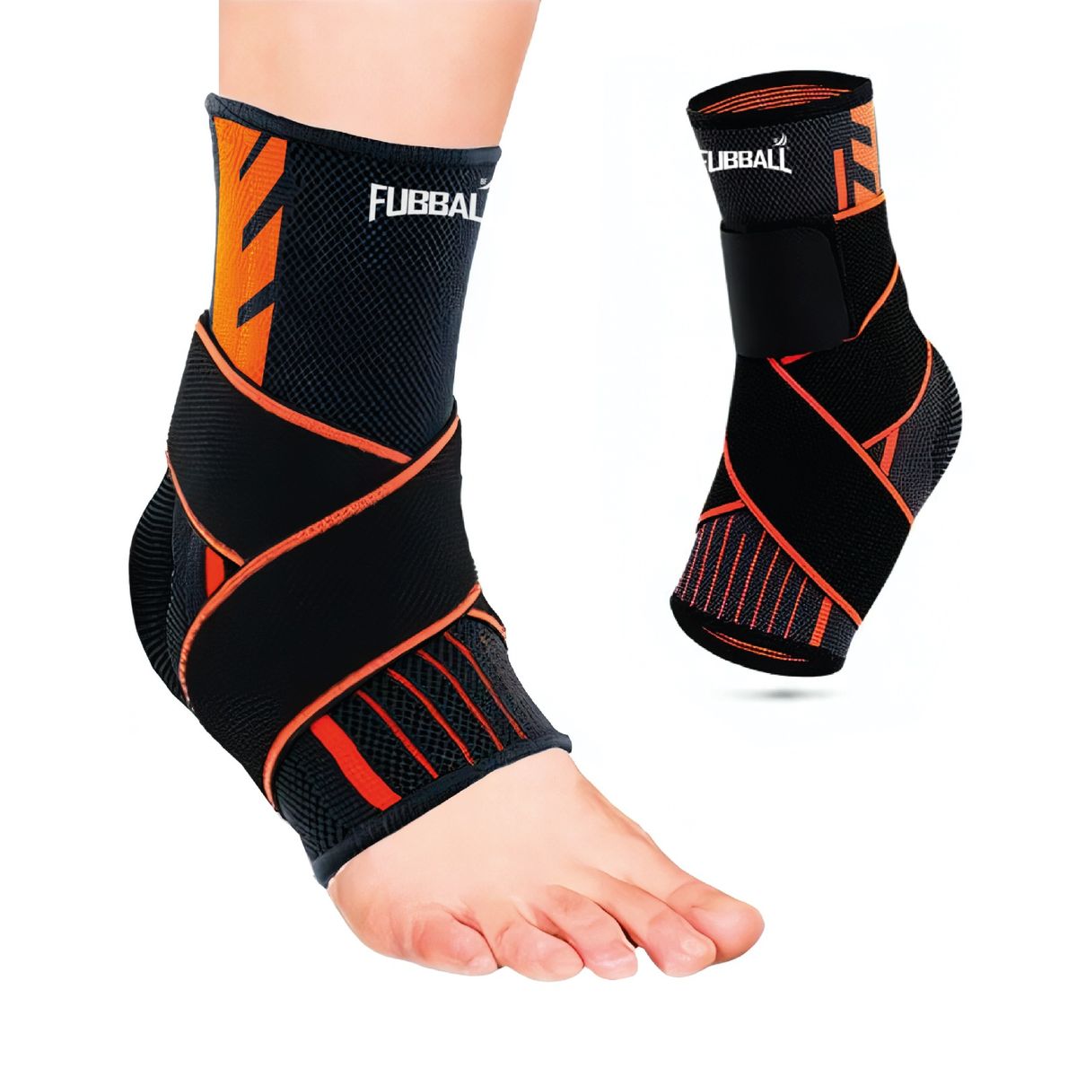 FUBBALL - Tobillera Ajustable de Compresión Para Deporte - Naranja - FUBBALL