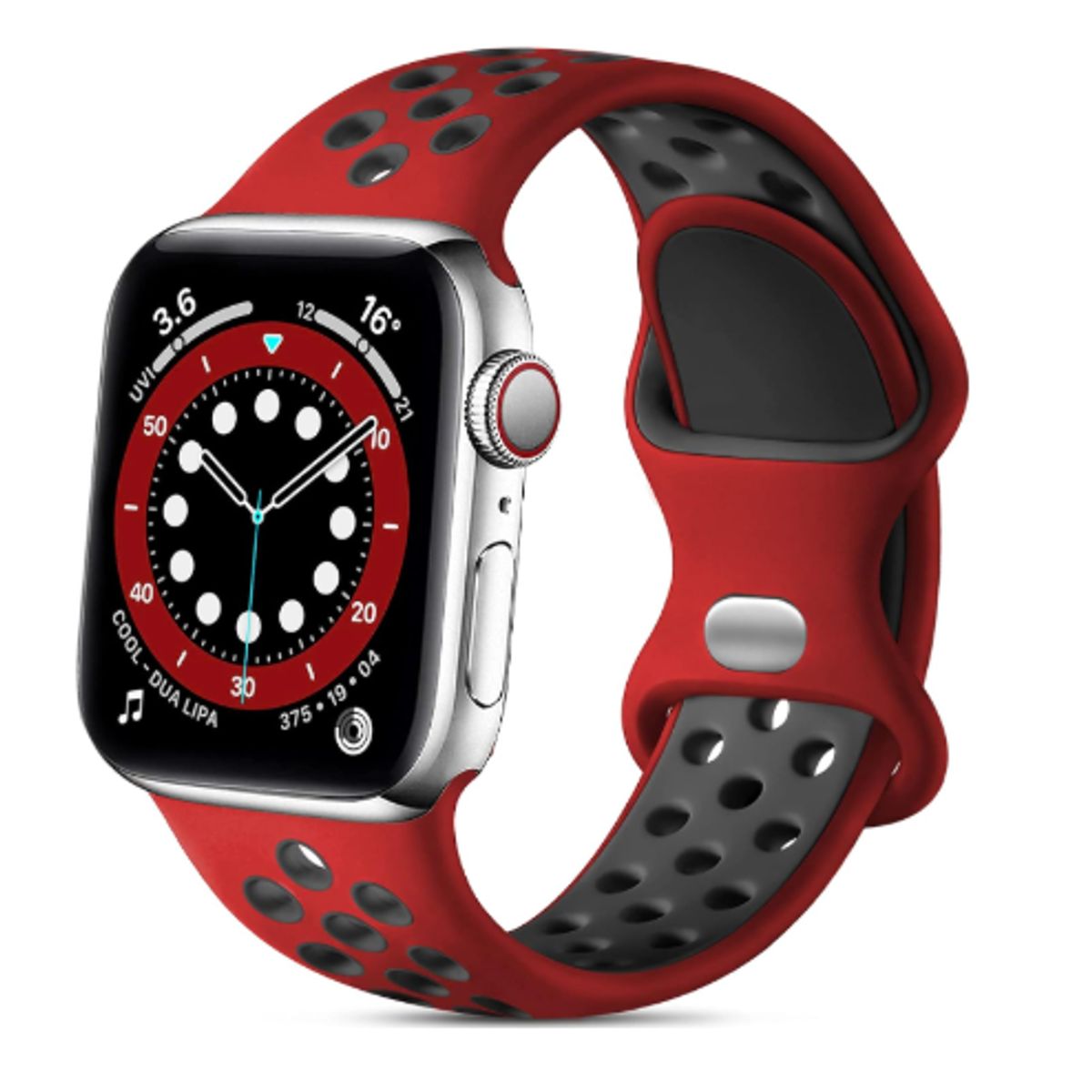 GENERICO - Correa  para apple watch 45mm  Rojo-Negro