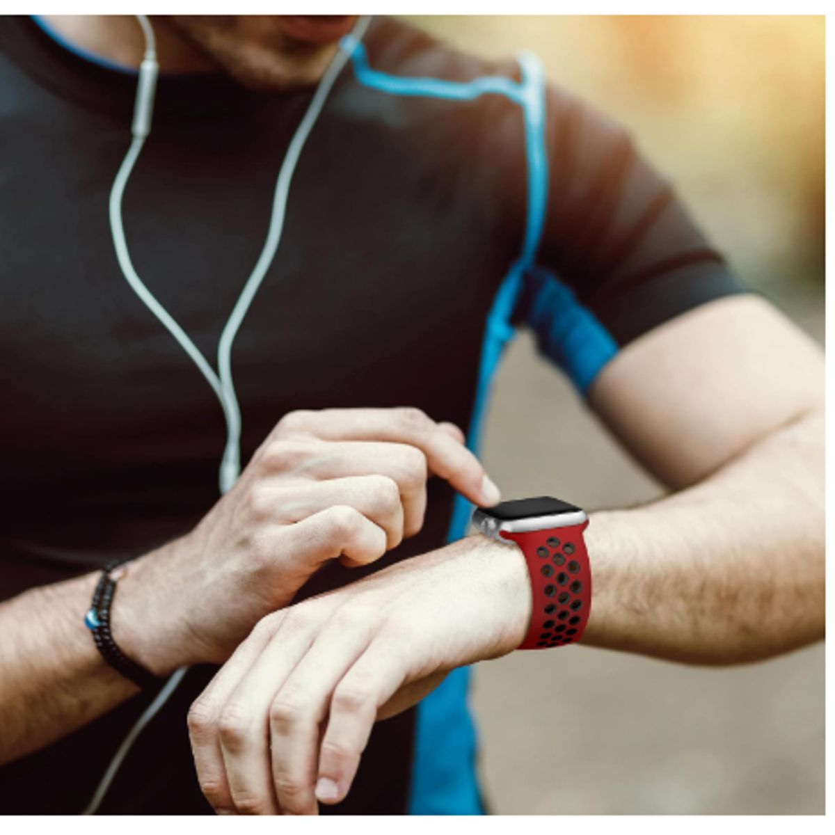 GENERICO - Correa  para apple watch 49mm  Rojo-Negro
