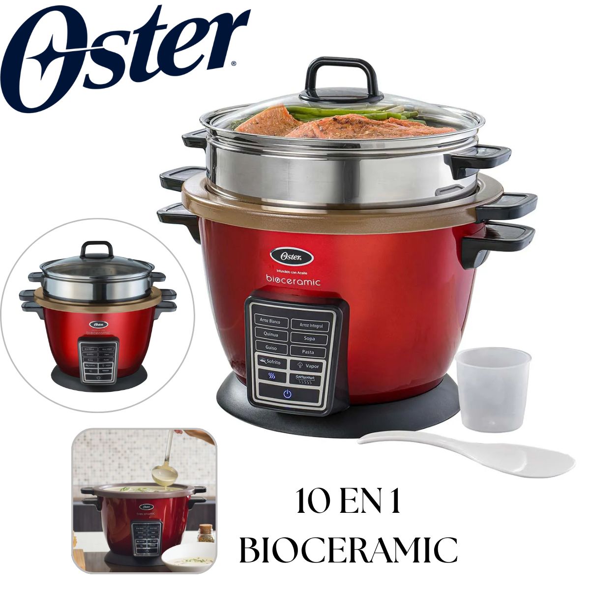 OSTER - Olla Arrocera Multifunción 10 en 1 Oster® con Recubrimiento Bioceramic