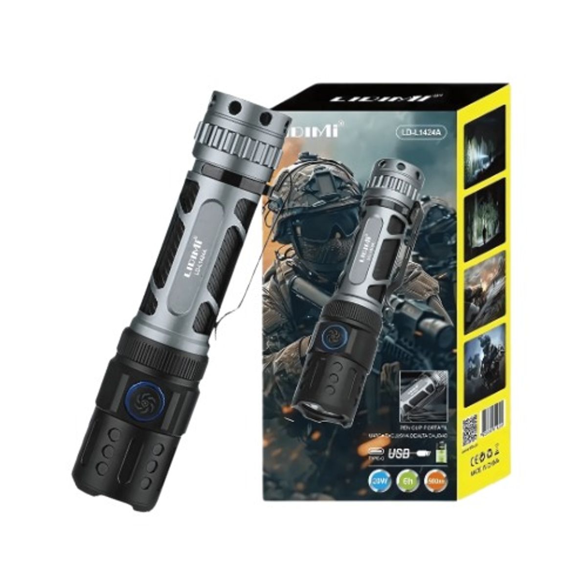 LIDIMI - Linterna De Metal Lidimi 100 Metros De Distancia Blanco