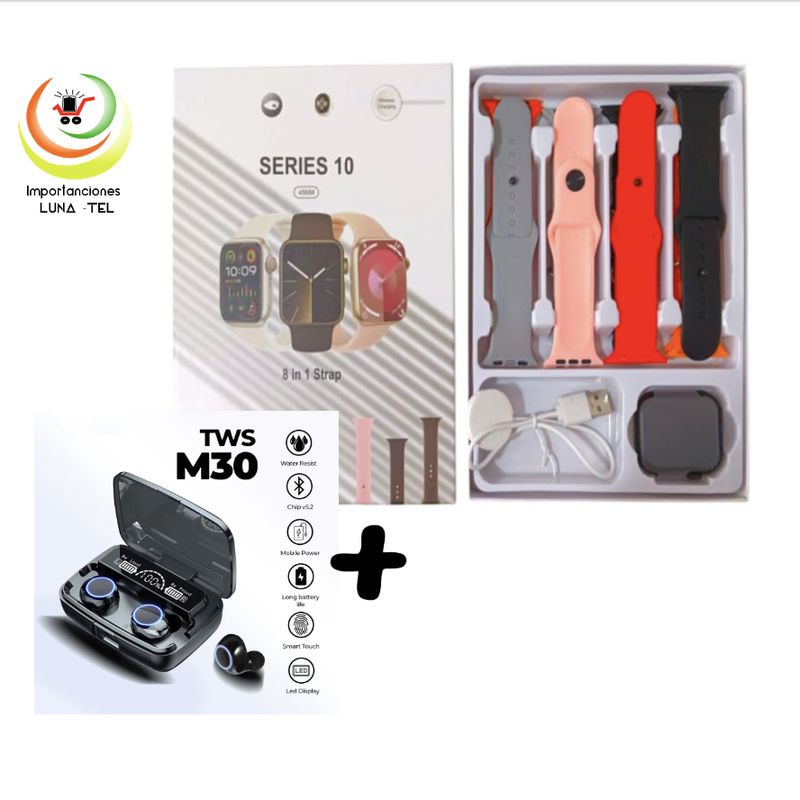 GENERICO - SMART WATCH SERIE 10 + AUDIFONO  BLUETOOTH M30