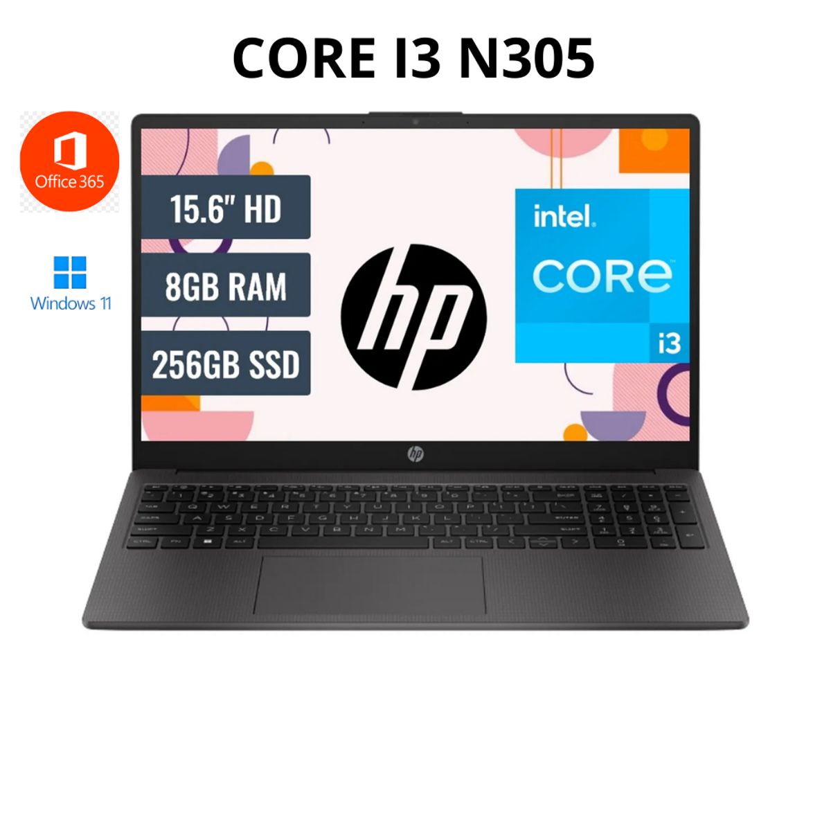 HP - LAPTOP HP 250 G10 15.6" LCD LED HD Core i3-N305 1.80/3.80GHz 8GB DDR4-3200MHz 256 GB