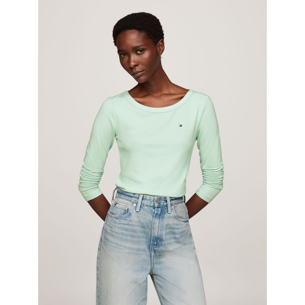 TOMMY HILFIGER - CAMISETA M/L SLIM 5X2 RIB O-NK LS