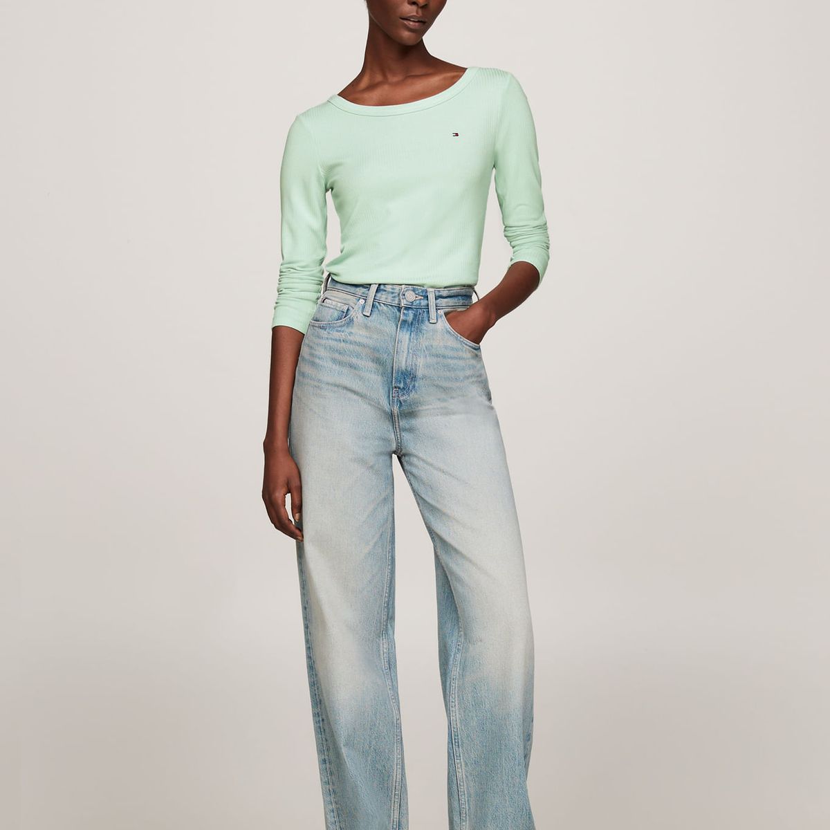 TOMMY HILFIGER - CAMISETA M/L SLIM 5X2 RIB O-NK LS