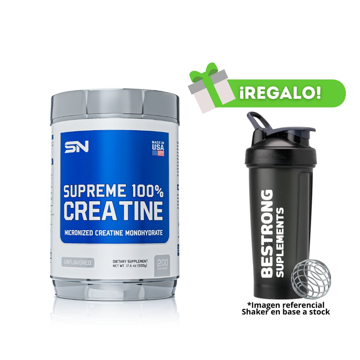 SUPREME NUTRITION - CREATINA MICRONIZADA SUPREME NUTRITION 250G + SHAKER