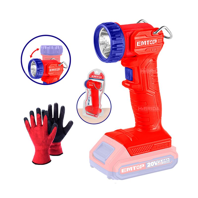 EMTOP - Linterna Lámpara Led Trabajo Inalámbrica 20v 150 Lm Emtop