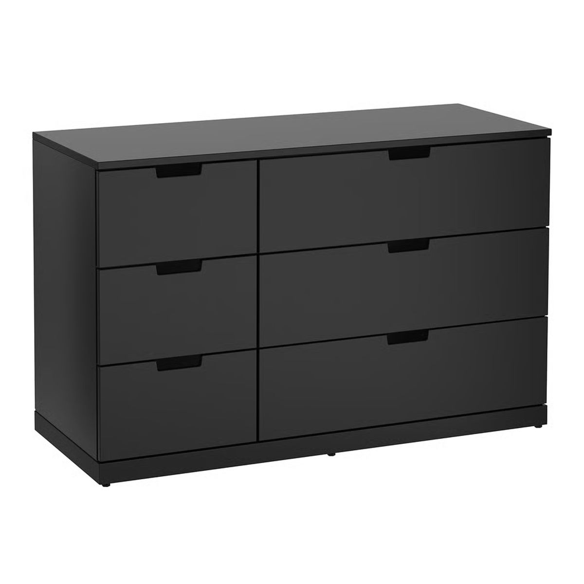 GENERICO - Comoda Melamina Negro Premium 1.20m 6 Cajones