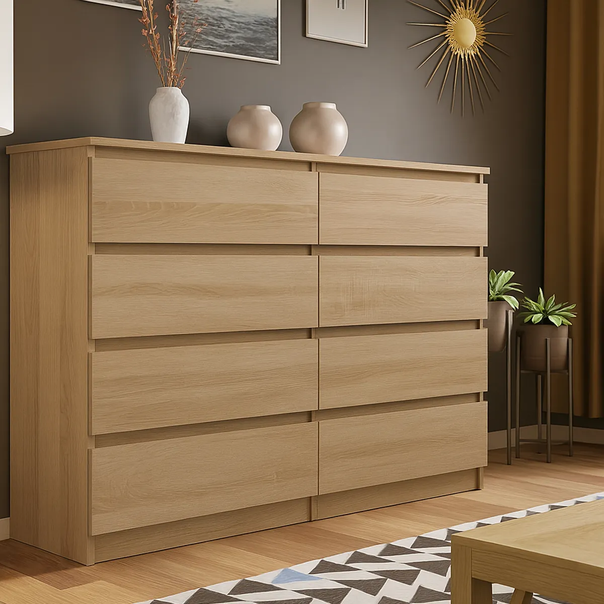 GENERICO - Comoda Melamina Duna 8 Cajones-120cm