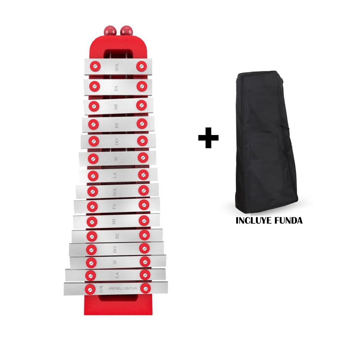 VENTURI - XILOFONO DE 2 OCTAVAS ROJO MAS FUNDA I VENTURI