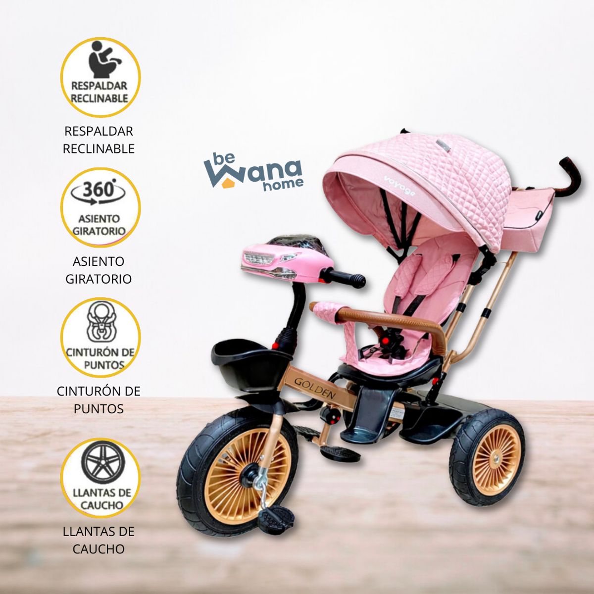 VOYAGE - Triciclo Giratorio Voyage GOLDEN Pink