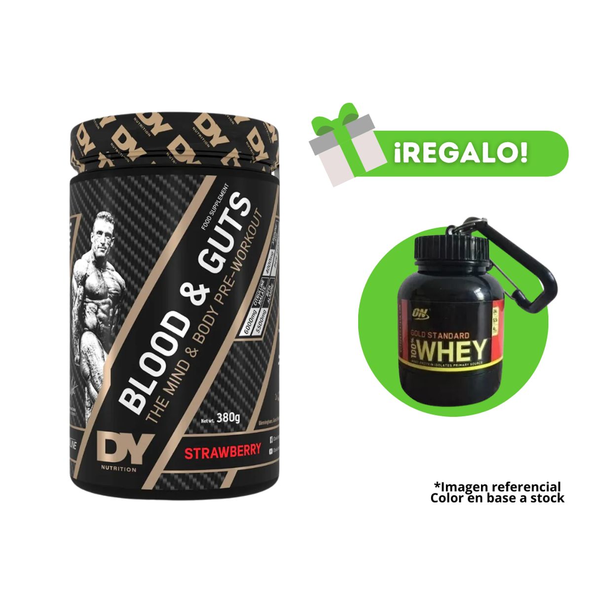 DORIAN YATES - PRE ENTRENO BLOOD AND GUTS 40 SERV STRAWBERRY + PORTAPROTEINA