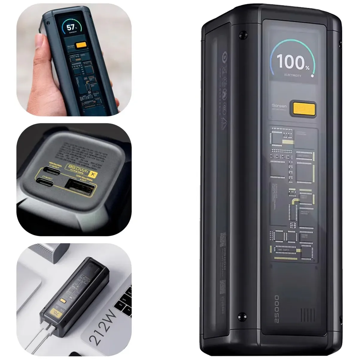 XIAOMI - Bateria Portatil Xiaomi 212W HyperCharge 25000mAh Negro