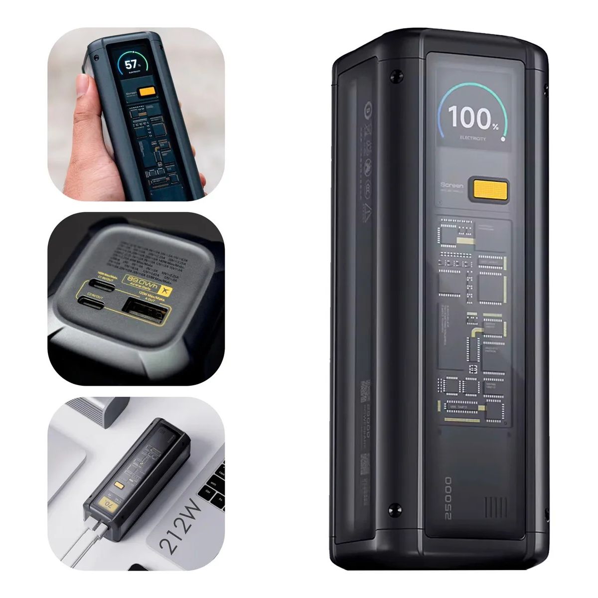 XIAOMI - Bateria Portatil Xiaomi 212W HyperCharge 25000mAh Negro