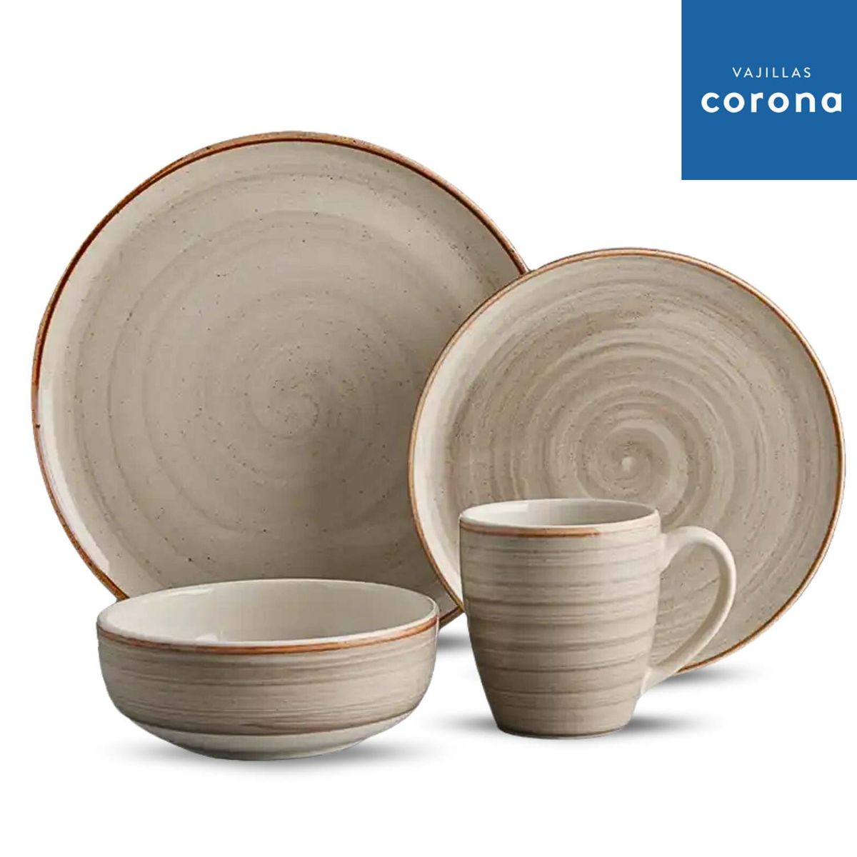 CORONA - Vajilla 4-16 Caoba Gris - Vajillas Corona