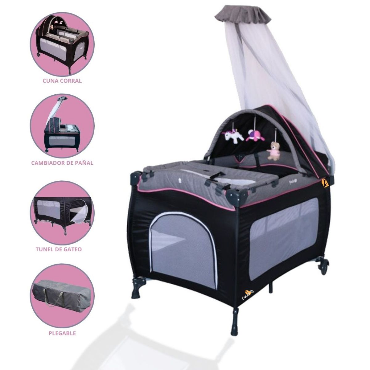 EBABY - Cuna Corral Pack and Play para Bebés «SALLY» Pink