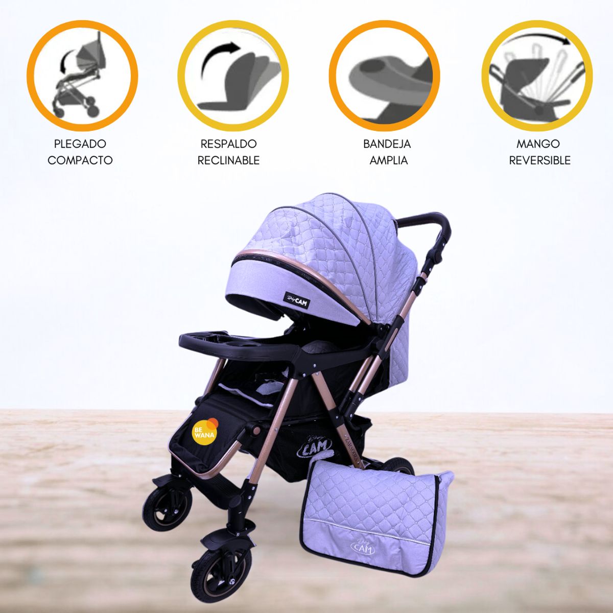 CUZKA - Coche Cuna Reversible de Aluminio «ZARAGOZA» Purple