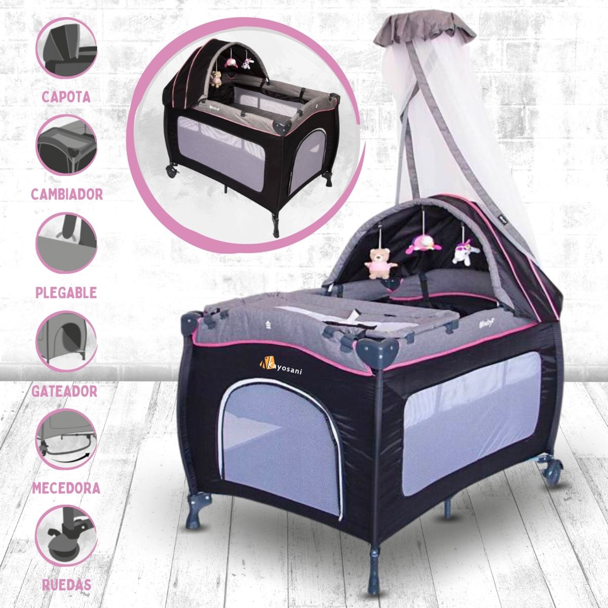 EBABY - Cuna Corral Sally Pack And Play PINK