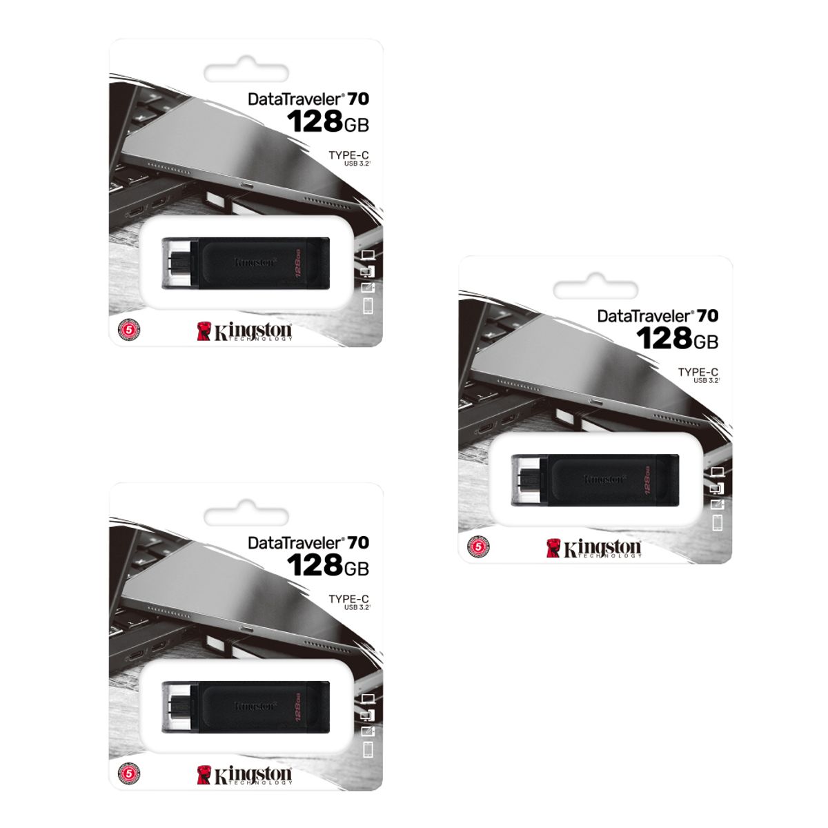 KINGSTON - MEMORIA USB TIPO C KINGSTON 128GB KIT DE 3 UNIDADES