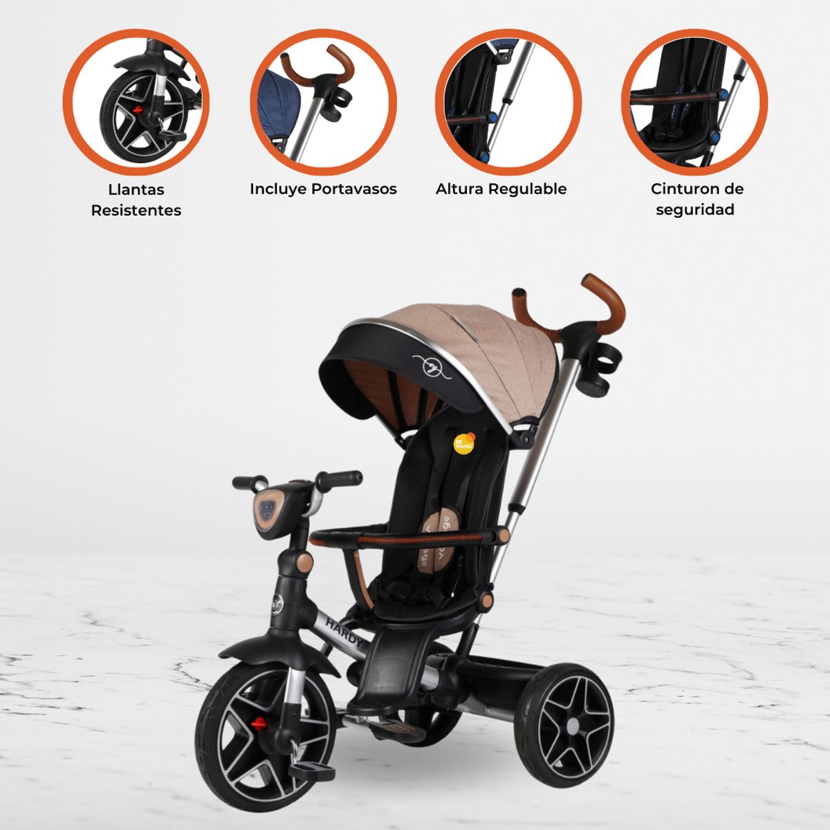 VOYAGE - Triciclo Guiador Reversible 360° «HARDY» Beige