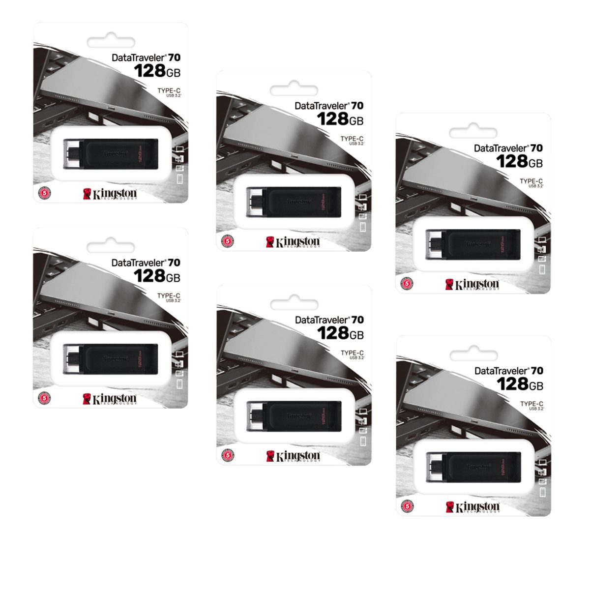 KINGSTON - MEMORIA USB TIPO C KINGSTON 128GB KIT DE 6 UNIDADES