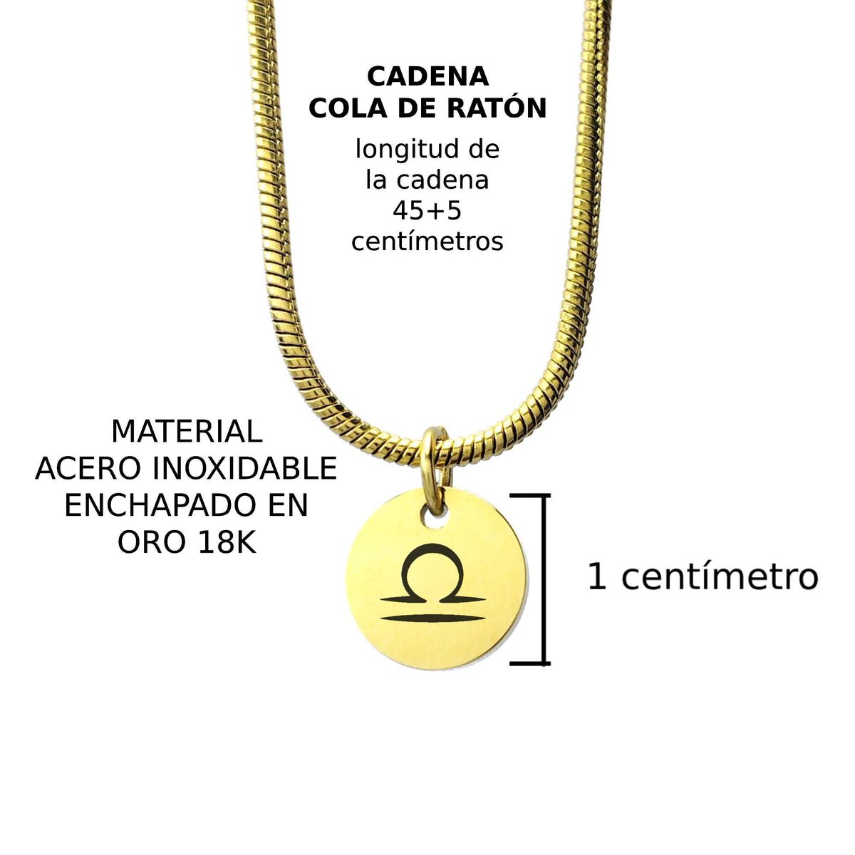 GENERICO - Collar Cadena Signo Libra Enchapado en Oro 18k para mujer