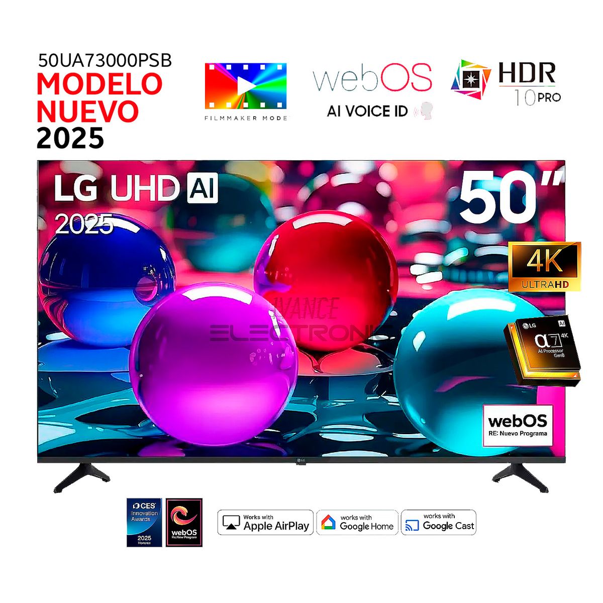 LG - Televisor Lg 50 Pulg Ultra HD 4K AI ThinQ 50UA7300PSB Modelo 2025- Negro