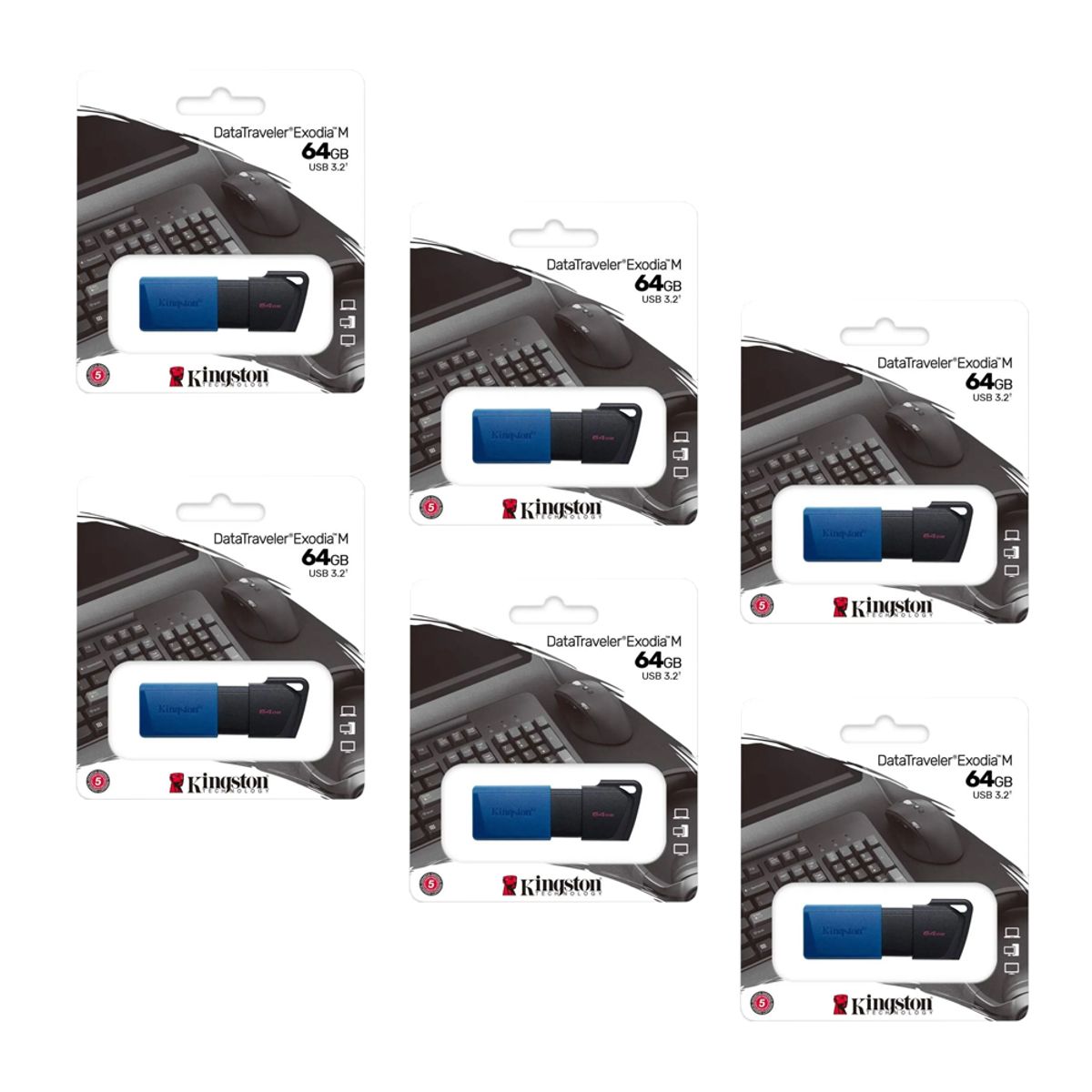 KINGSTON - MEMORIA USB KINGSTON EXODIA M  64 GB NEGRA KIT DE 6 UNIDADES