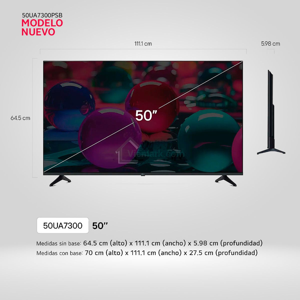 LG - Televisor Lg 50 Pulg Ultra HD 4K AI ThinQ 50UA7300 Modelo 2025- Negro