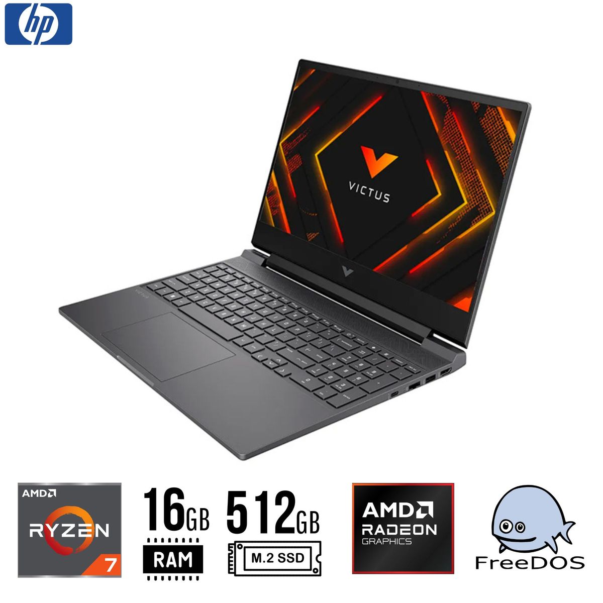 HP - LAPTOP HP Victus 15-FB3022LA, 15.6" FHD IPS, AMD Ryzen 7 7445HS 16GB  512GB SSD RTX 4050 6GB FREEDOS