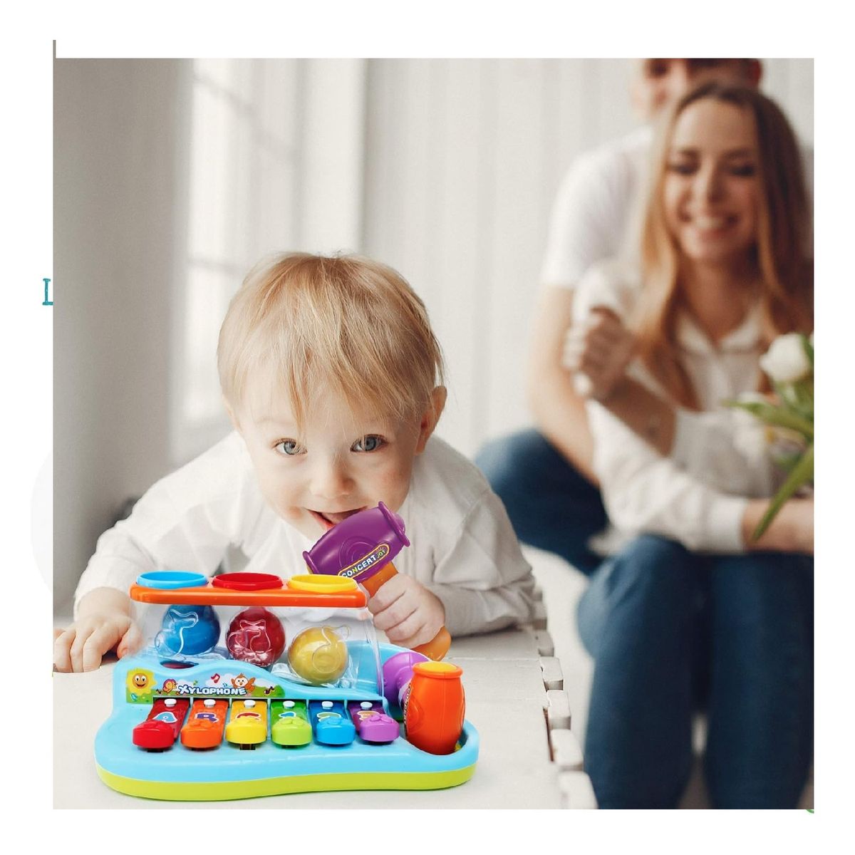 IDEAL - Juguete 2 en 1 martillo y estación de juego de xilófono