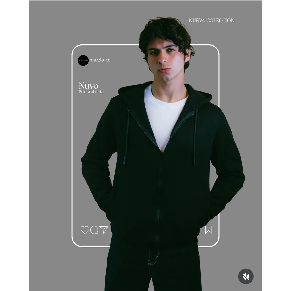 GENERICO - Polera Hombre  Abierta  Negro Algodón Franela