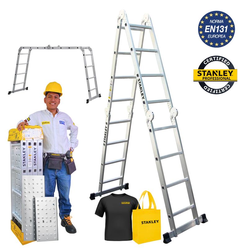 STANLEY - Escalera multiposición 16 peldaños articulada 4X4 STANLEY