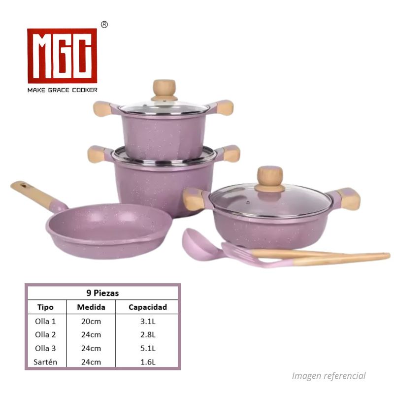 OEM - JUEGO DE OLLAS MGC DE 9 PIEZAS ROCA VOLCANICA