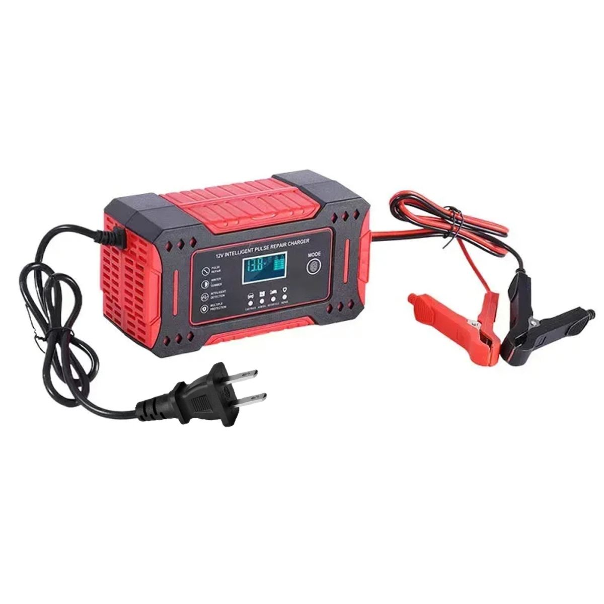 GENERICO - Cargador rápido batería auto moto carro 12V 6A con pantalla LCD