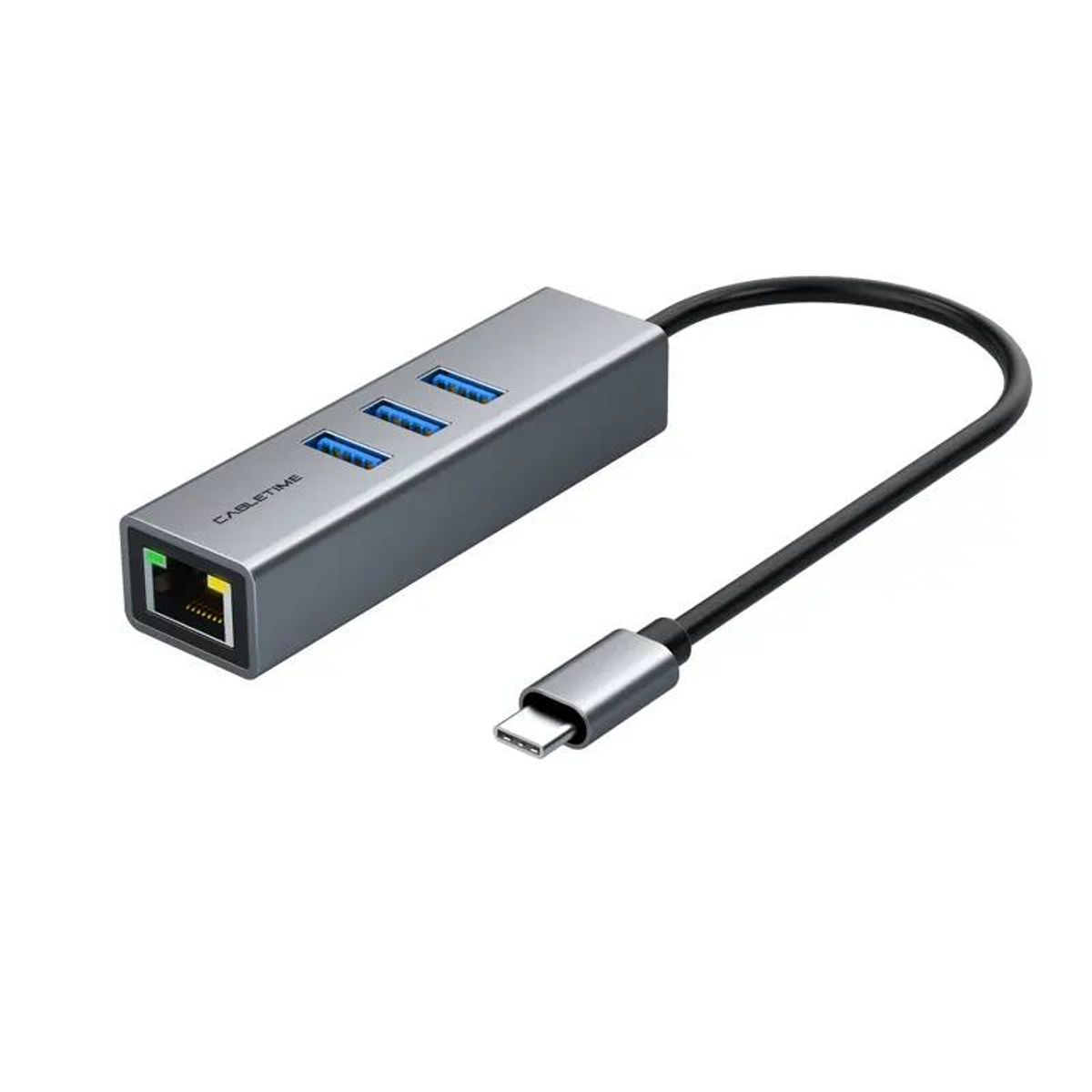 GENERICO - CableTime CB54G Hub USB Tipo C - 3 puertos USB 3.0 + Ethernet Gigabit