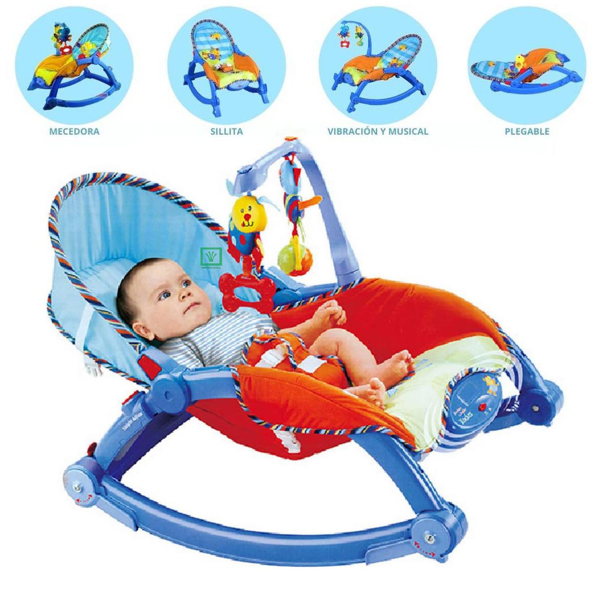 IDEAL BABY & KIDS - Mecedora para Bebes Musical y Vibrador Plegable  Crece