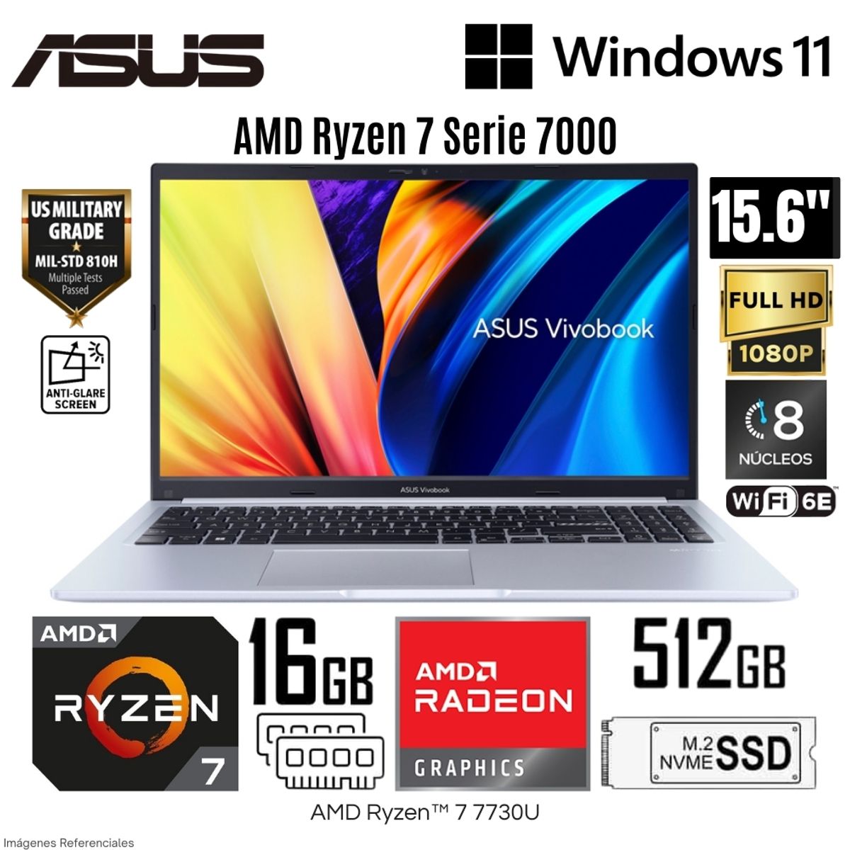 ASUS - Laptop Asus Vivobook 15 M1502YA-NJ107 AMD Ryzen 7-7730U 16GB RAM 512GB SSD 15.6"  FHD LED Backlit