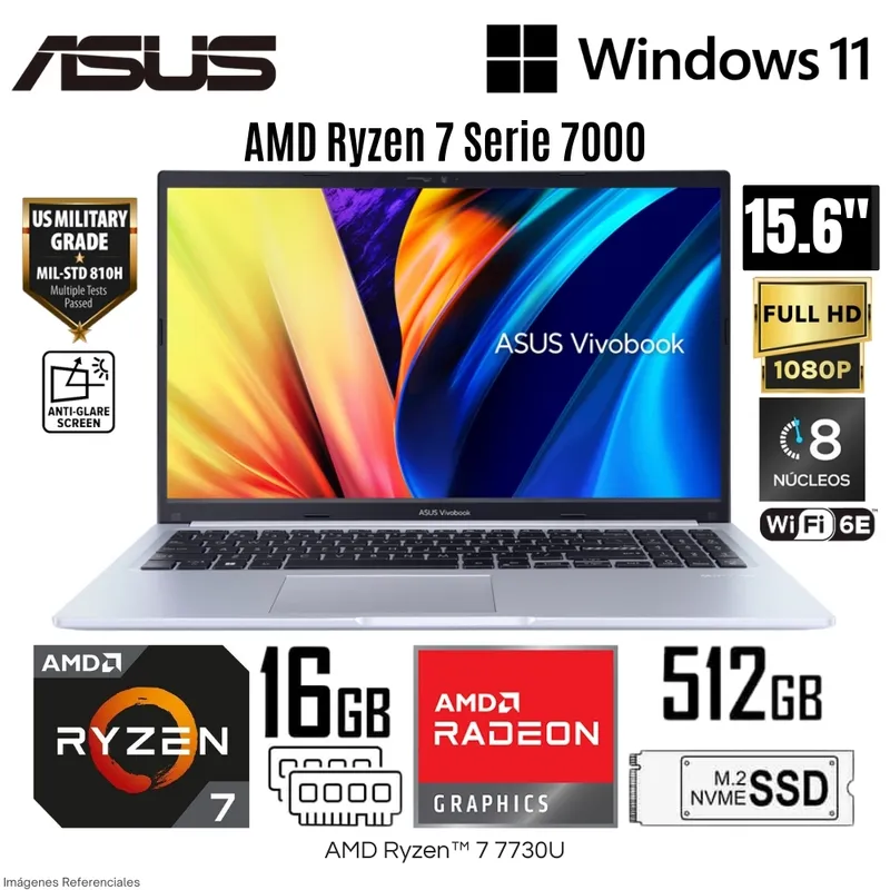 ASUS - Laptop Asus Vivobook 15 M1502YA-NJ107 AMD Ryzen 7-7730U 16GB RAM 512GB SSD 15.6"  FHD LED Backlit