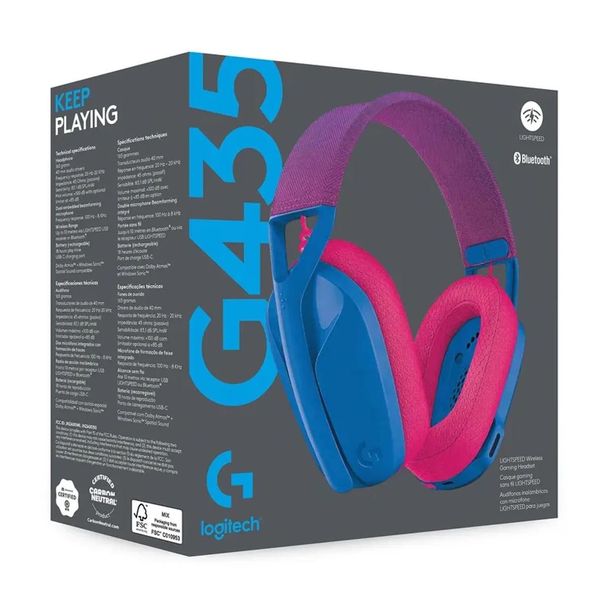 LOGITECH - Audifono Gamer Logitech G435 LightSpeed Bluetooth  azul-blue