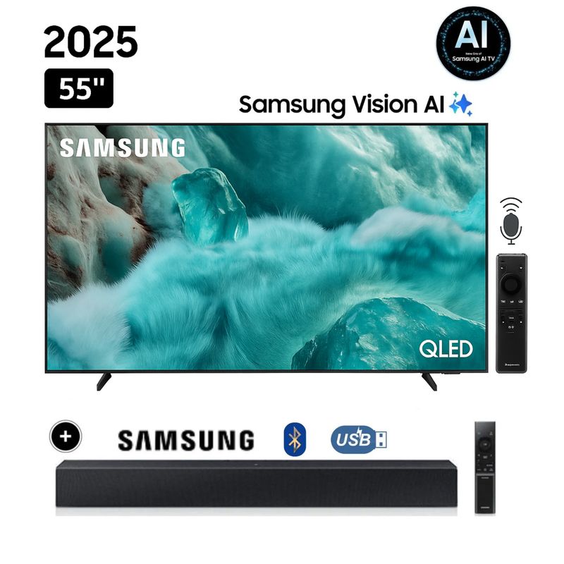 SAMSUNG - Televisor Samsung QLED 55 QN55Q7FAAGXPE 4K UHD Smart TV + SOUNDBAR