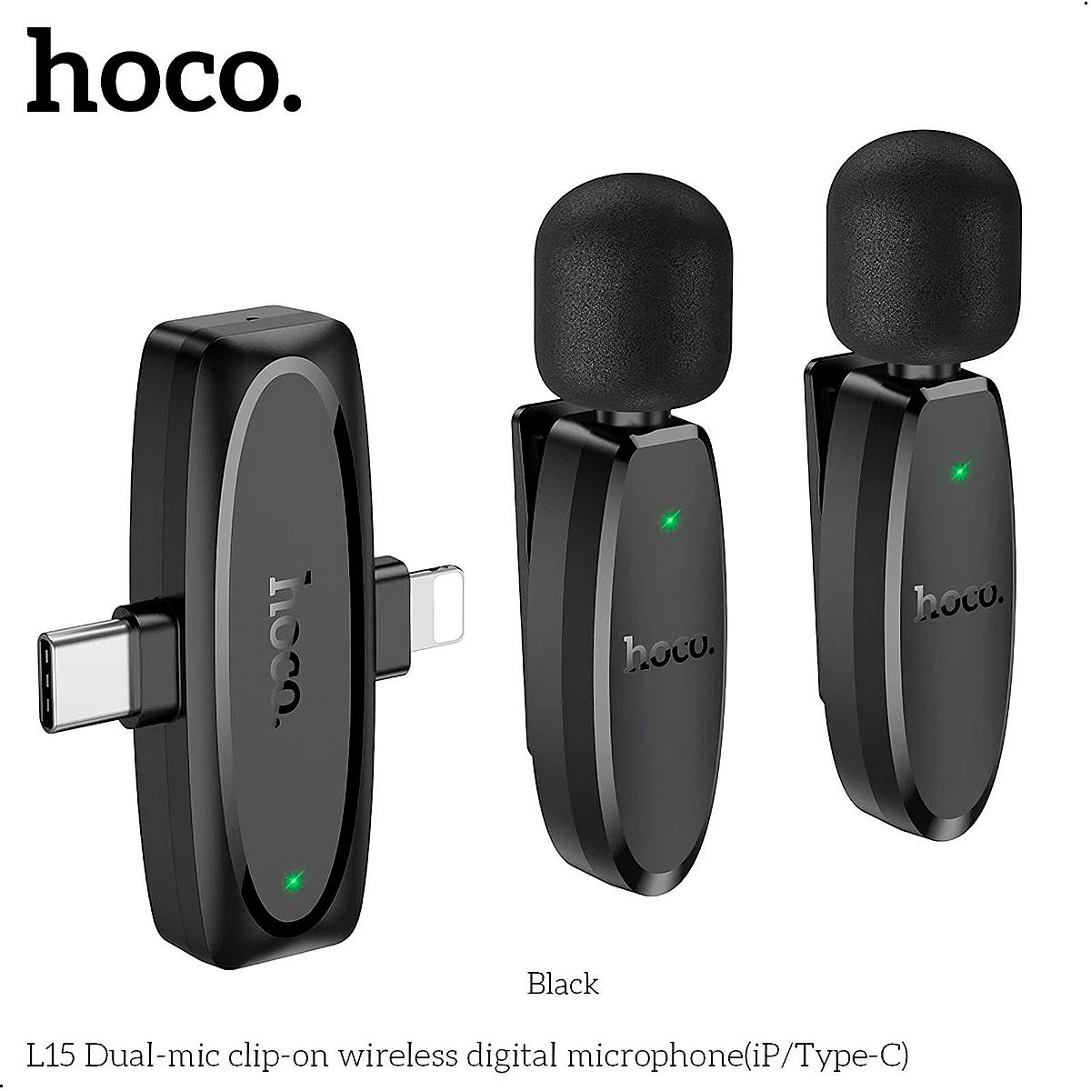 HOCO - Micrófono Hoco L15 Dual Mic Para Celular Lightning y Tipo C
