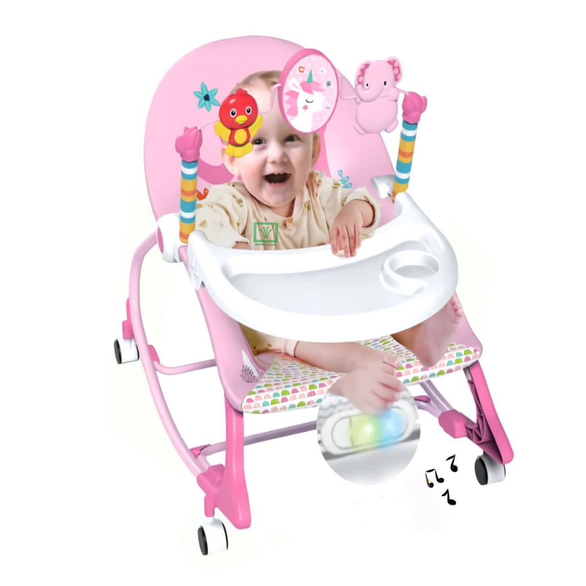 IDEAL BABY & KIDS - Mecedora Ideal para Bebes Musical y Vibrador Zaboo Rosado