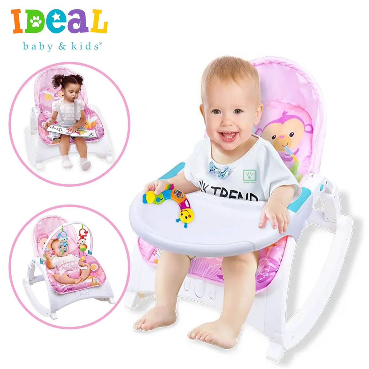Silla Mecedora Musical y Vibrador Music Rosado, marca IDEAL BABY & KIDS - Foto Principal